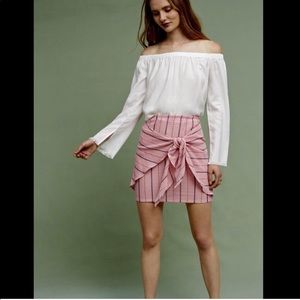 Holding Horses Tie Front Gauze Rainbow Metallic Stripe Mini Skirt